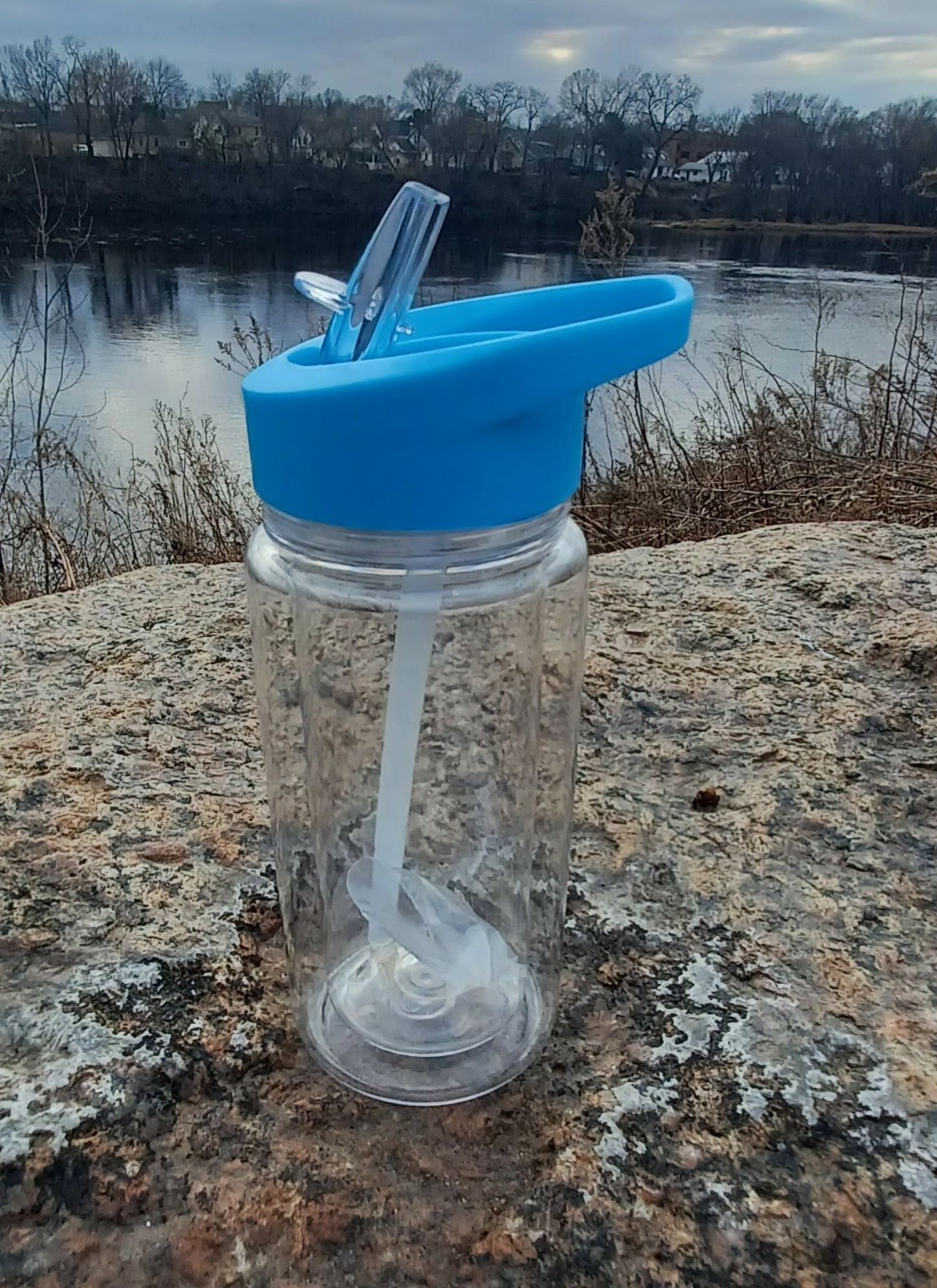 10oz Custom Snow Globe Water Bottle- Blue