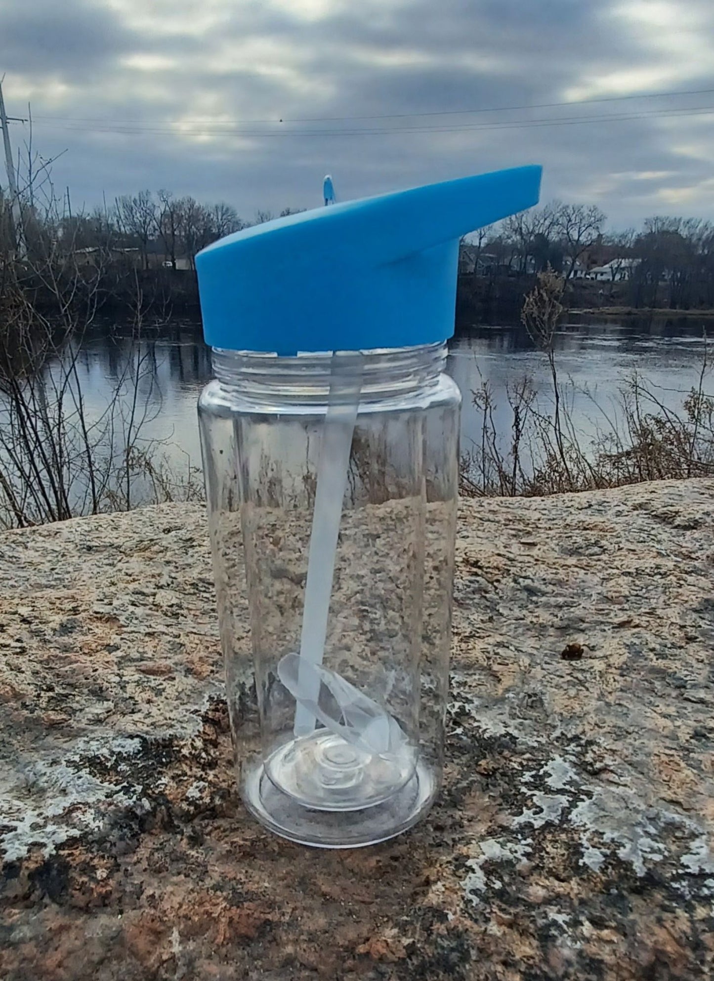 10oz Custom Snow Globe Water Bottle- Blue
