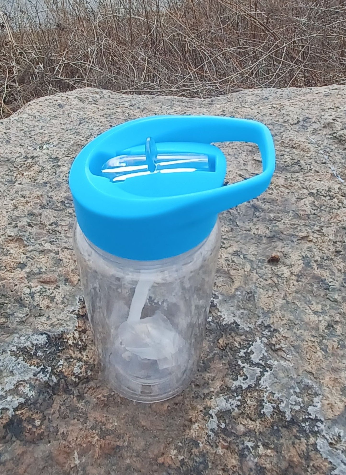 10oz Custom Snow Globe Water Bottle- Blue