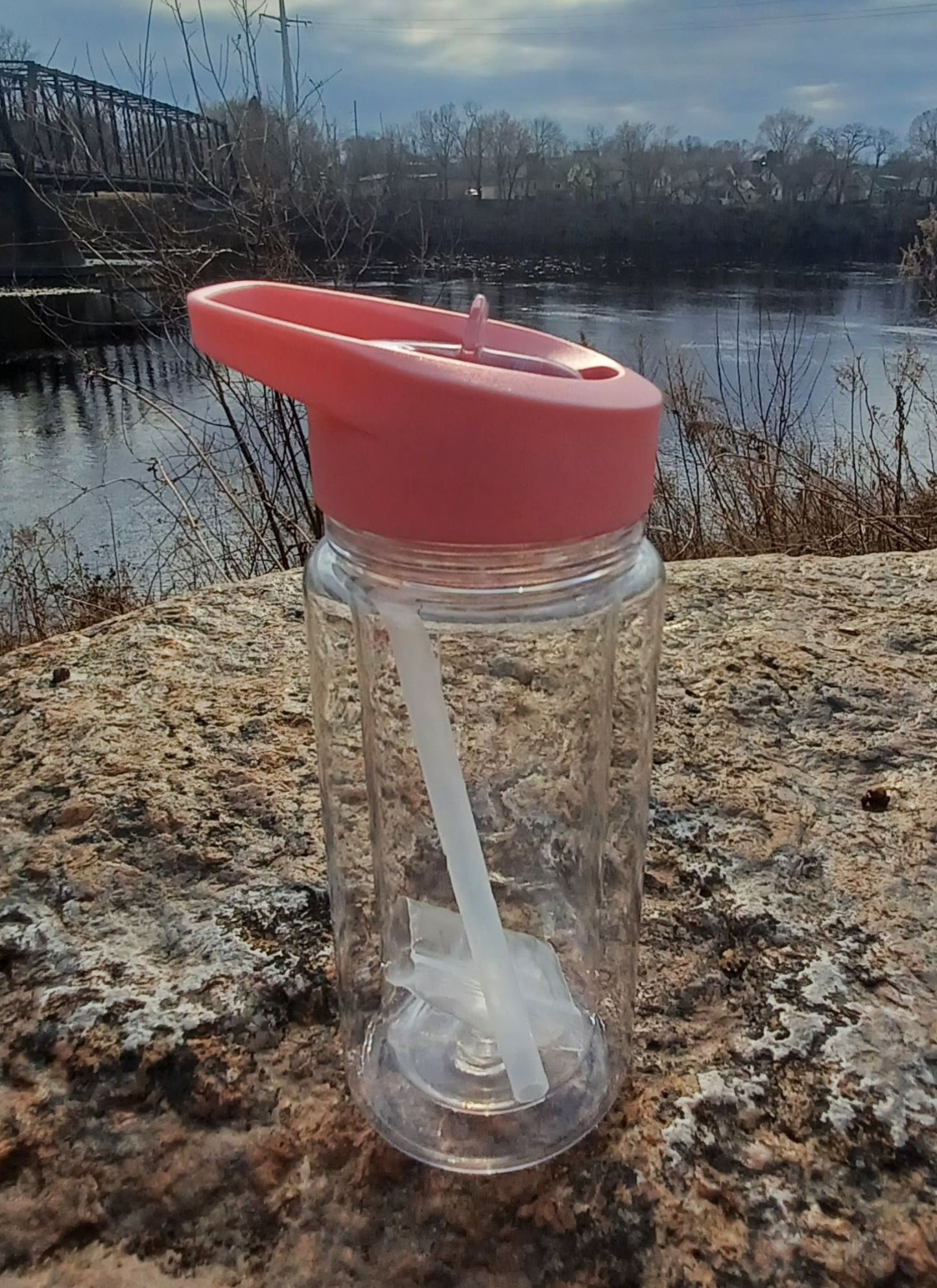 10oz Custom Snow Globe Water Bottle- Light Pink