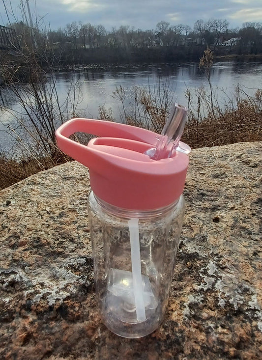 10oz Custom Snow Globe Water Bottle- Light Pink
